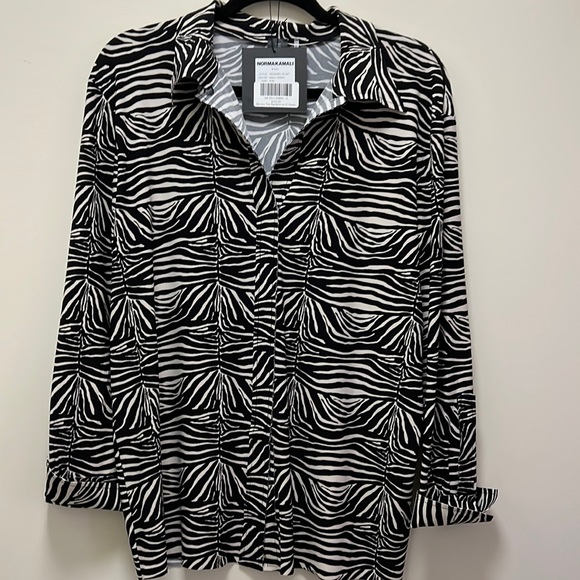 Norma Kamali Tops - NWT Norma Kamala NK Zebra Print Collared Shirt Size S